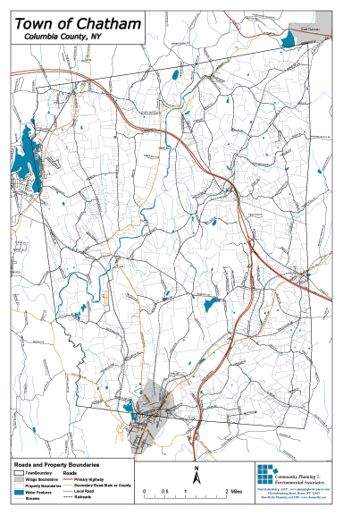 Chatham, NY Roads and Property Boundaries Map